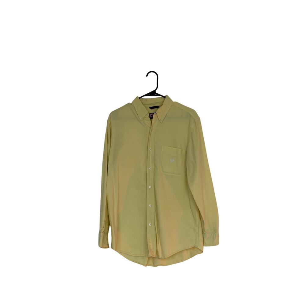 Chaps Est 1978 Men's Button Down Shirt Medium Yellow 100% Cotton L/S